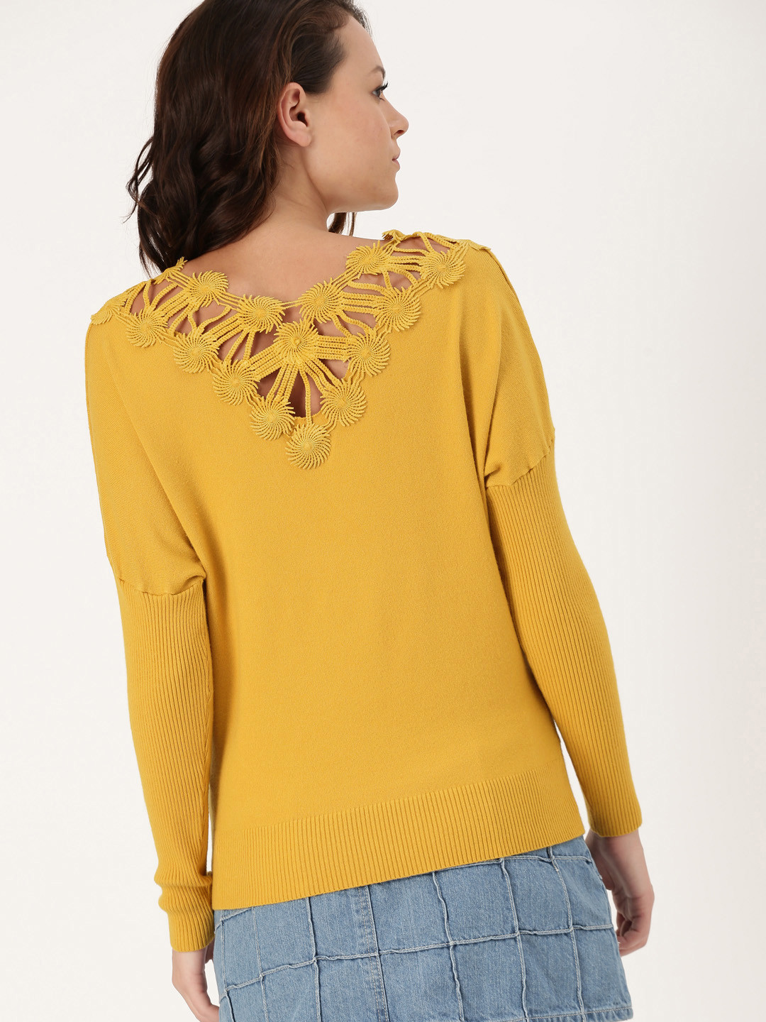 Buy DressBerry Women Mustard Yellow Solid Pullover Sweaters for Women