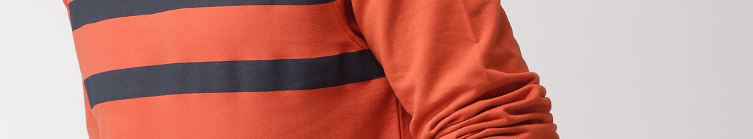 Buy Mast & Harbour Men Orange Striped Sweatshirt - Sweatshirts for Men ...