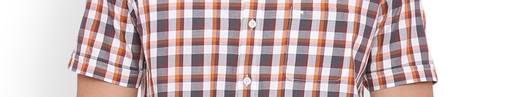 Buy Basics Men Brown & Orange Slim Fit Checked Casual Shirt - Shirts ...