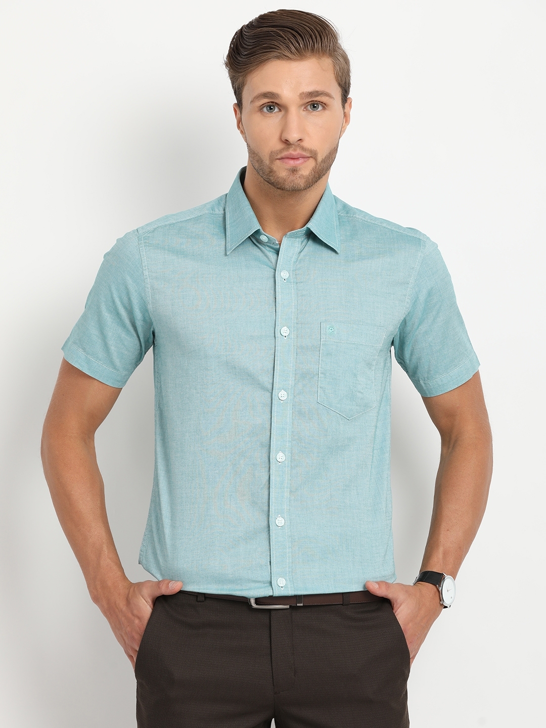 Buy Classic Polo Men Sea Green Slim Fit Solid Casual Shirt - Shirts for ...