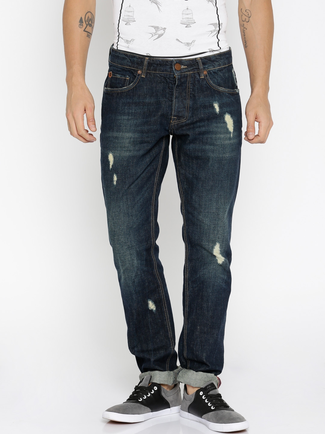 Buy H.E. By Mango Men Blue Slim Fit Jeans - Jeans for Men 562102 | Myntra