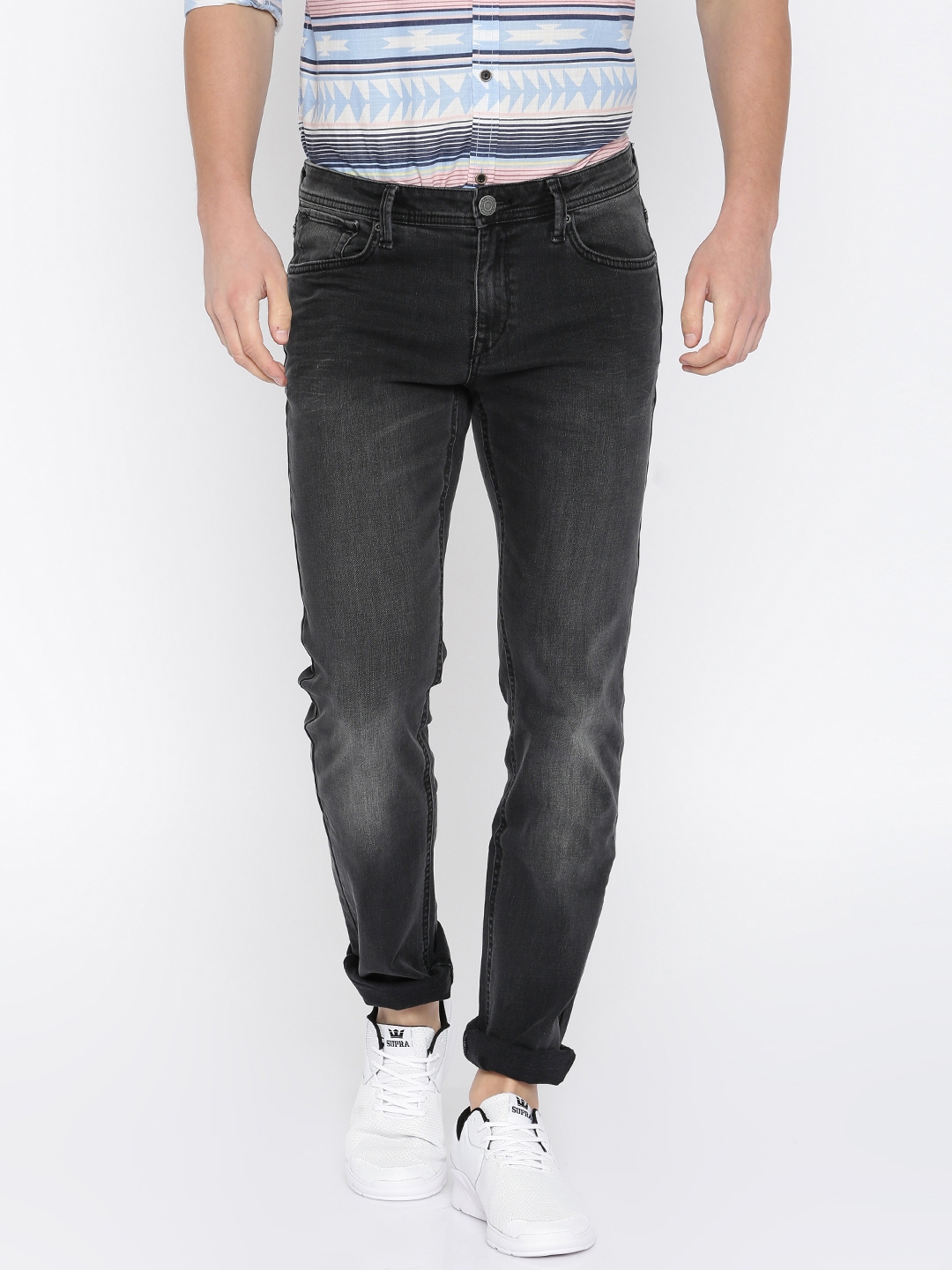 Buy H.E. By Mango Men Black Slim Fit Stretchable Jeans - Jeans for Men ...