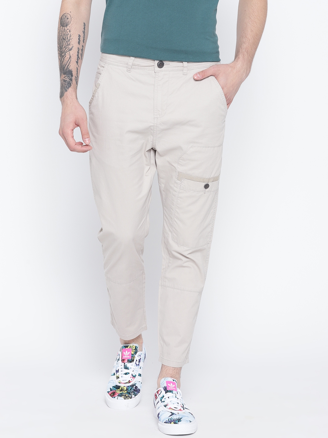 beige cargos men's