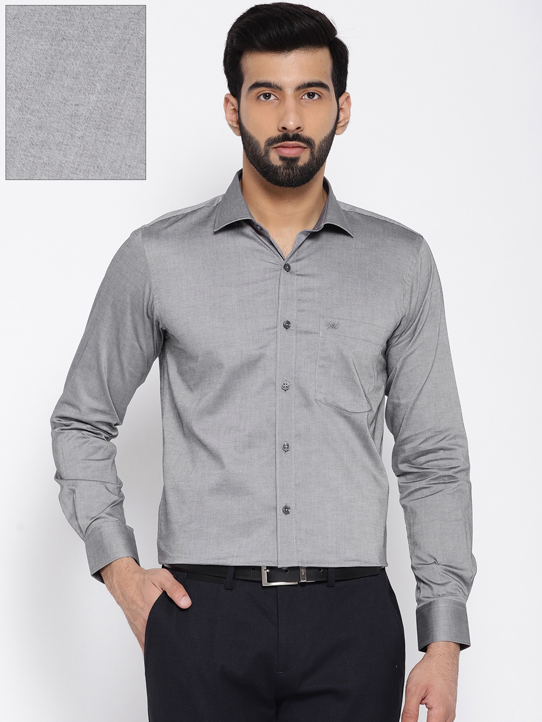 Buy Monte Carlo Men Grey Regular Fit Solid Formal Shirt - Shirts for ...