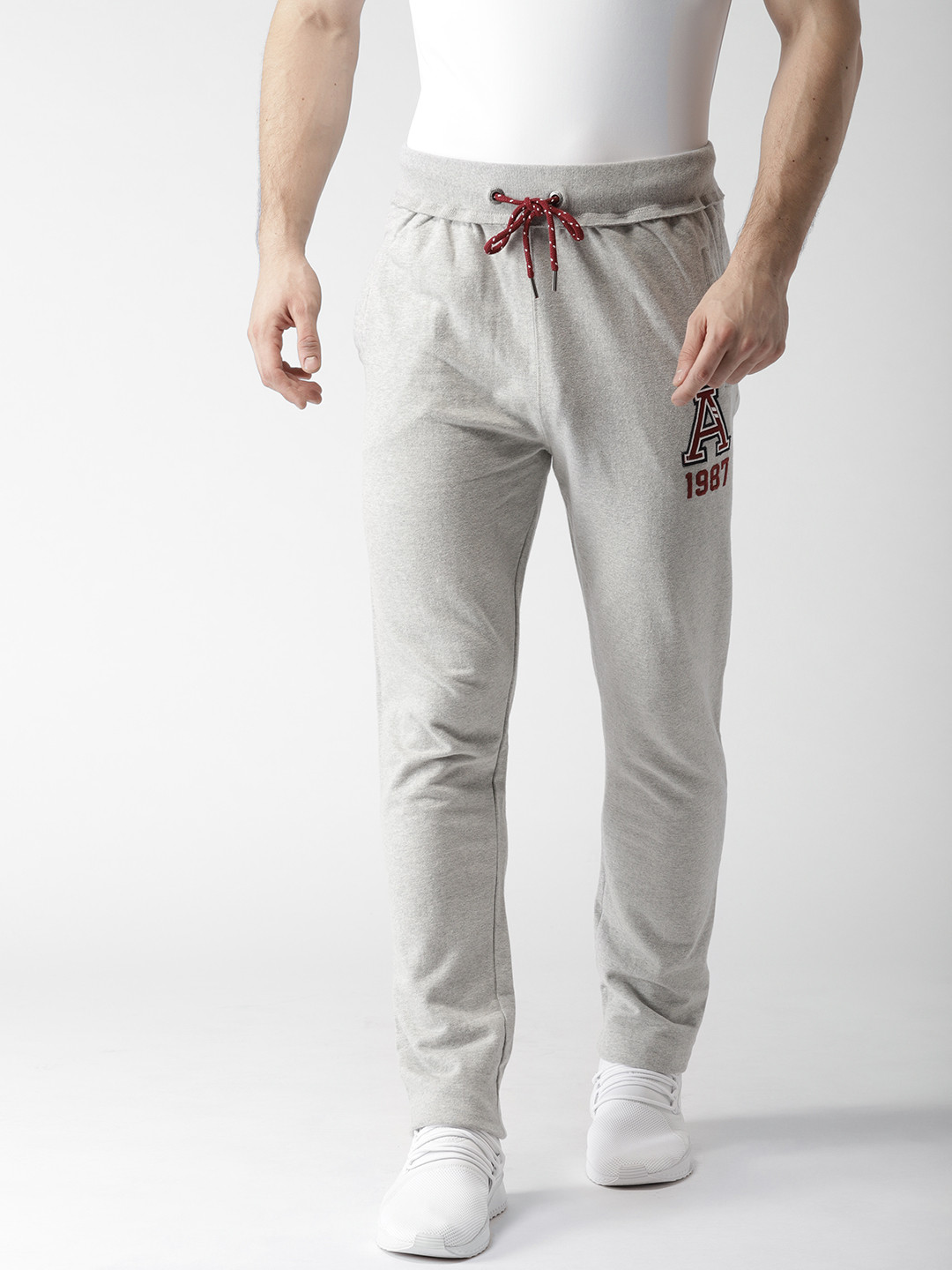 Buy Aeropostale Men Grey Melange Solid Slim Straight Fit Track Pants