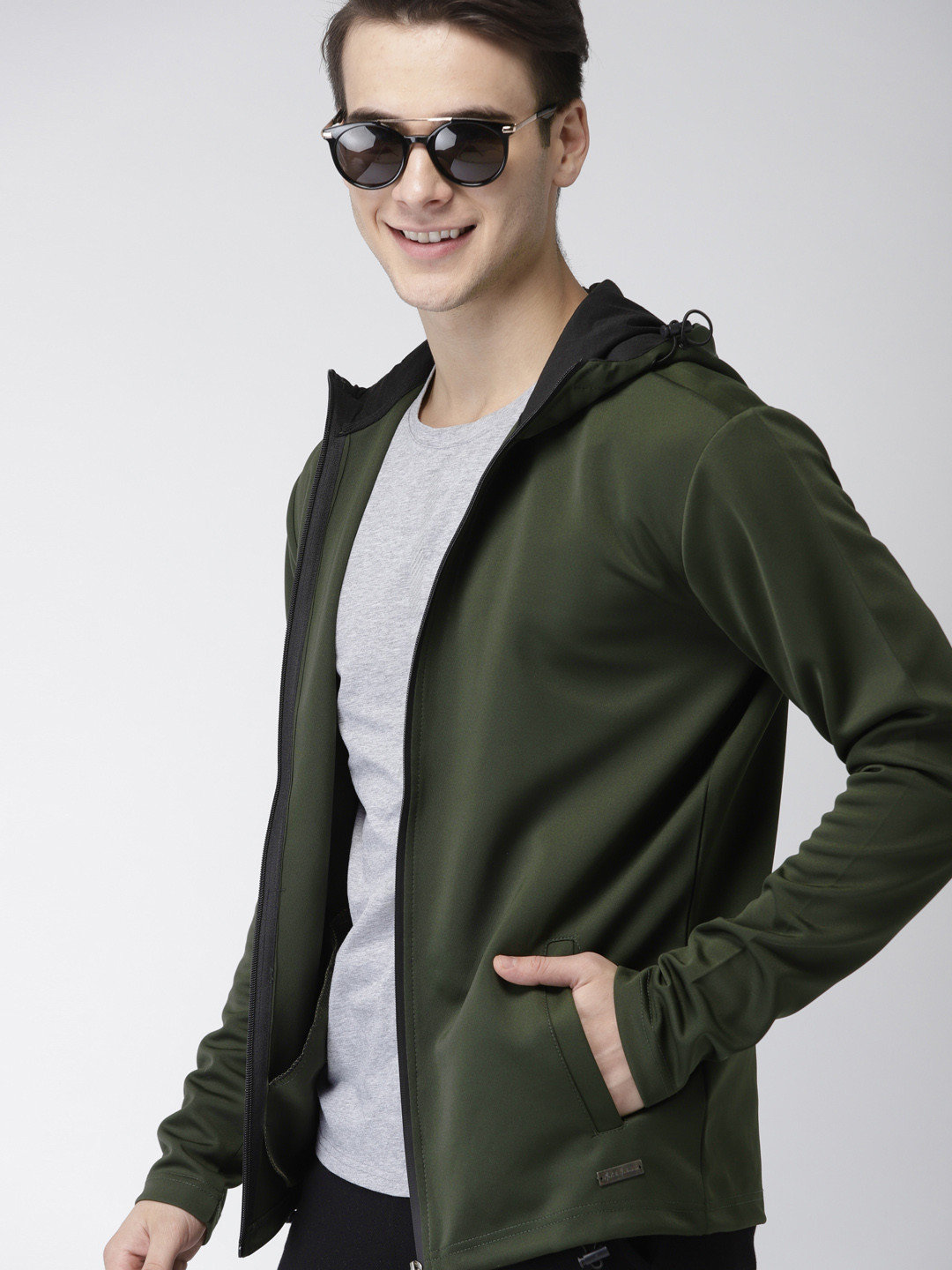 Buy Mast & Harbour Men Olive Green Solid Tailored Jacket Jackets for