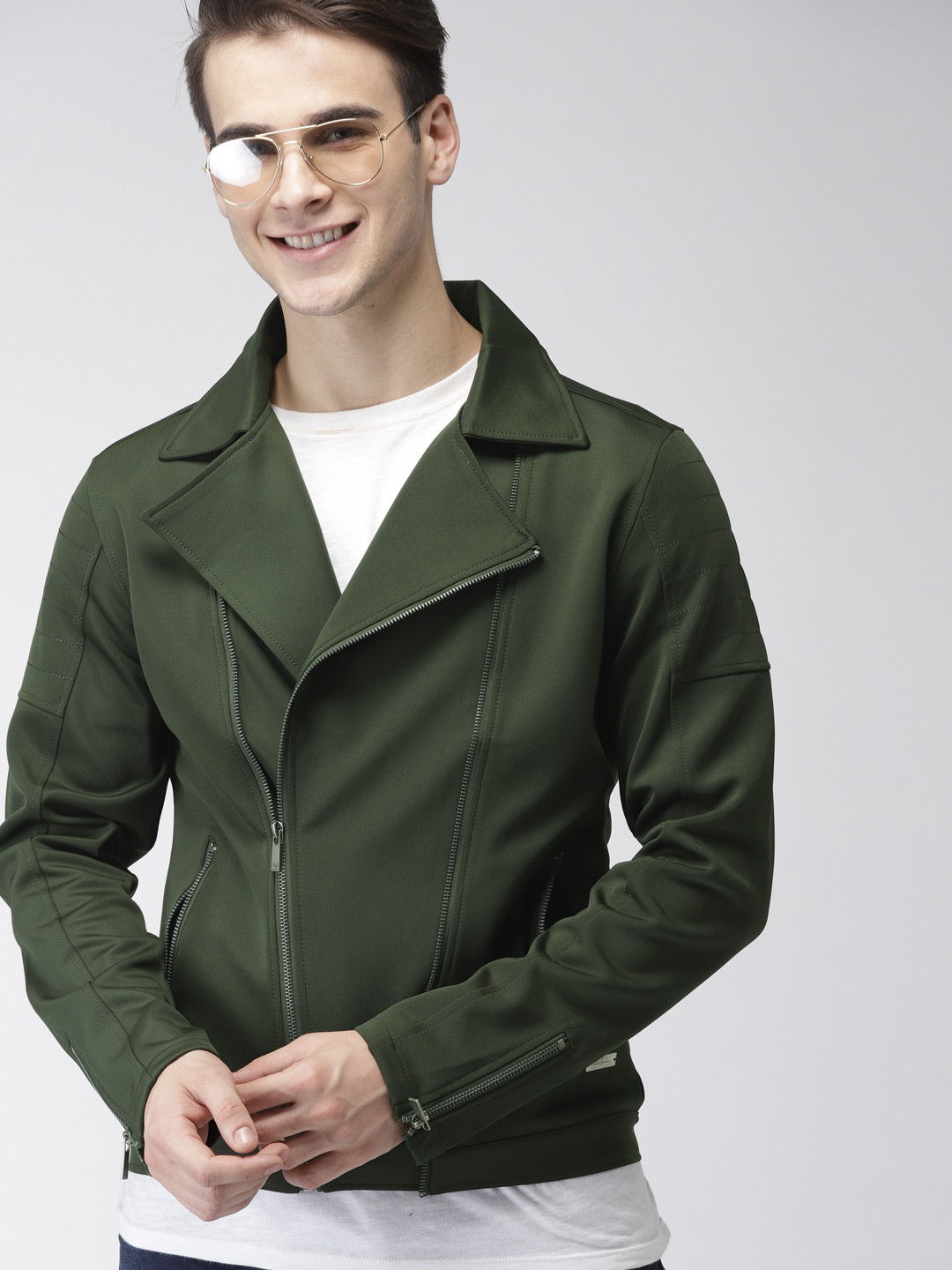 Buy Mast & Harbour Men Olive Green Solid Tailored Jacket Jackets for