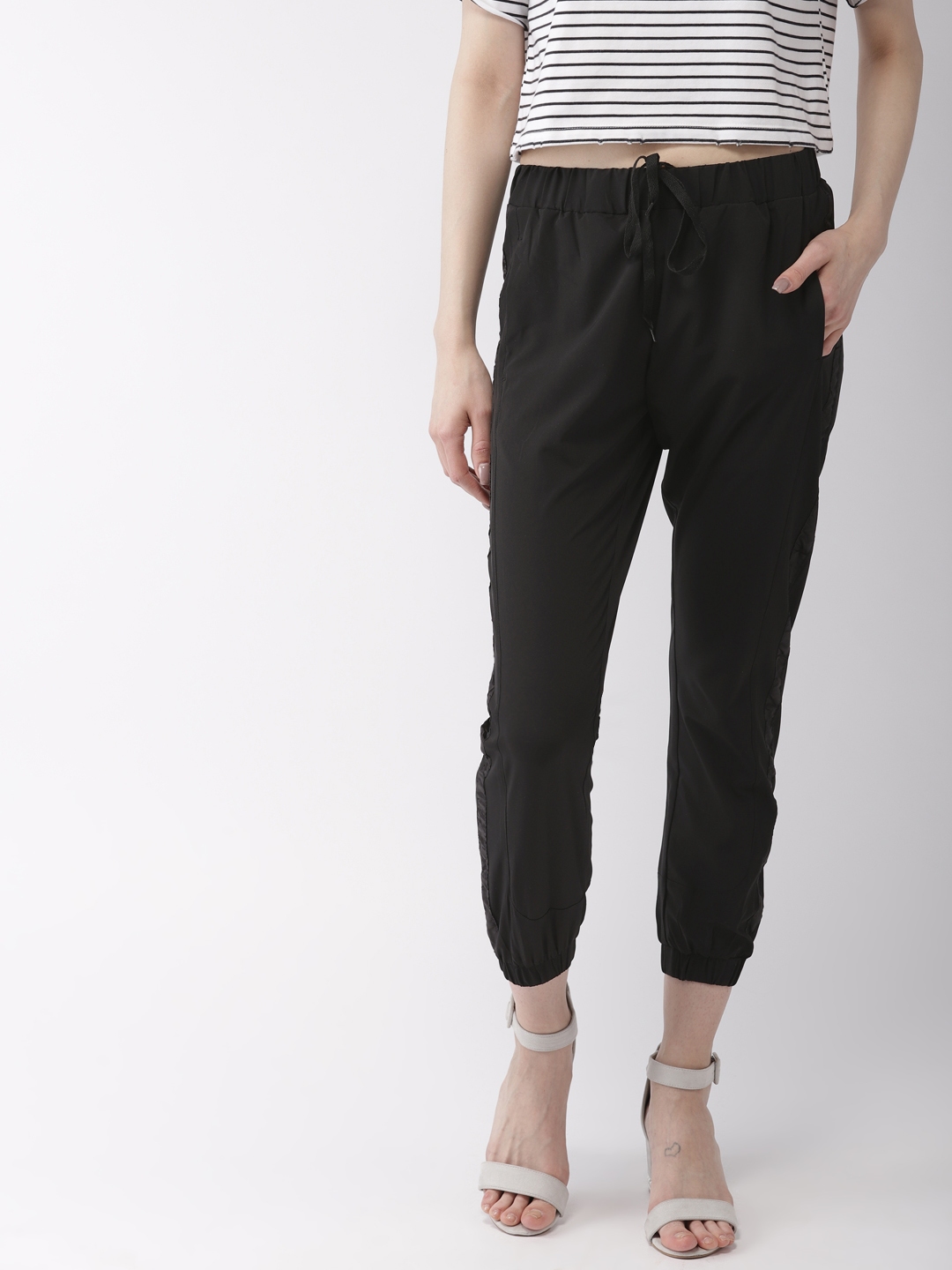 womens black fitted joggers