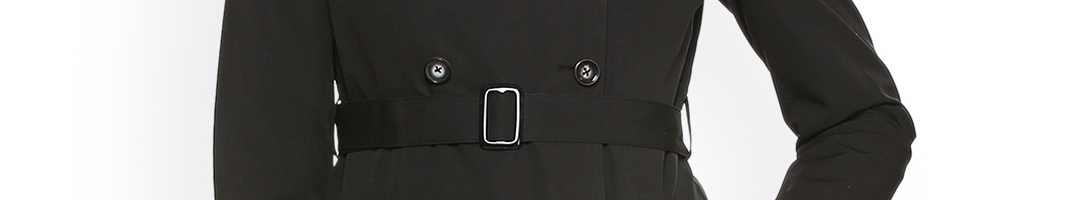 Buy Van Heusen Black Solid Trench Coat - Coats for Women 5633661 | Myntra