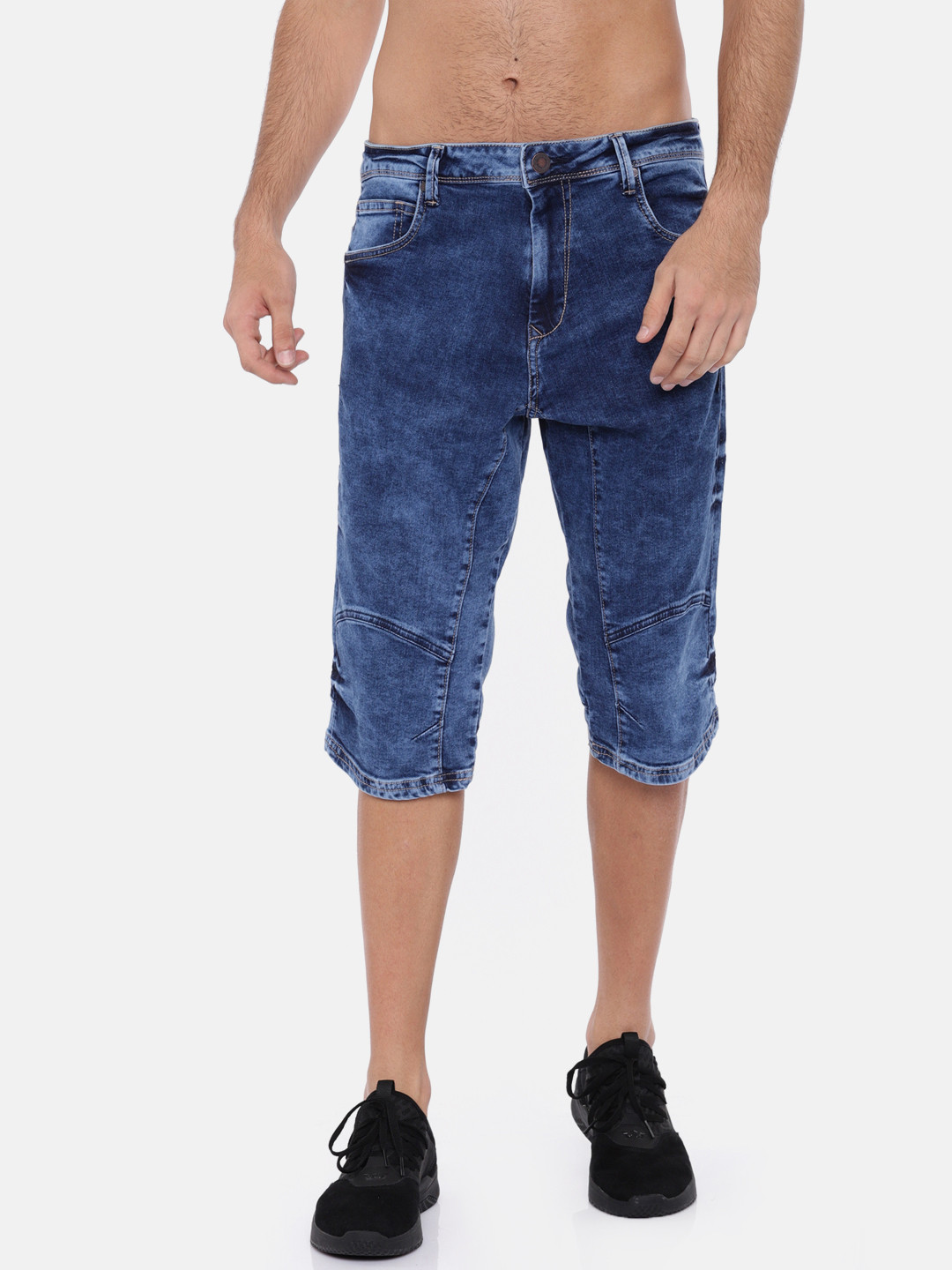 Buy HERE&NOW Men Blue Solid Regular Fit Denim Shorts Shorts for Men