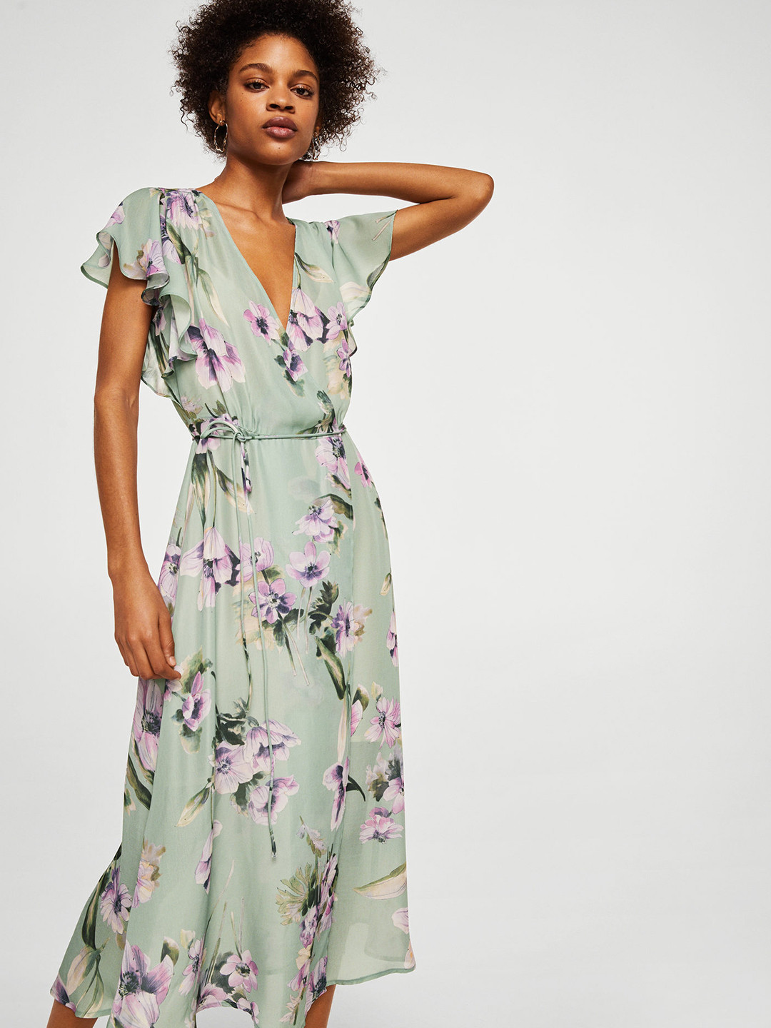 Buy MANGO Women Green Printed Wrap Dress Dresses for Women 5648772