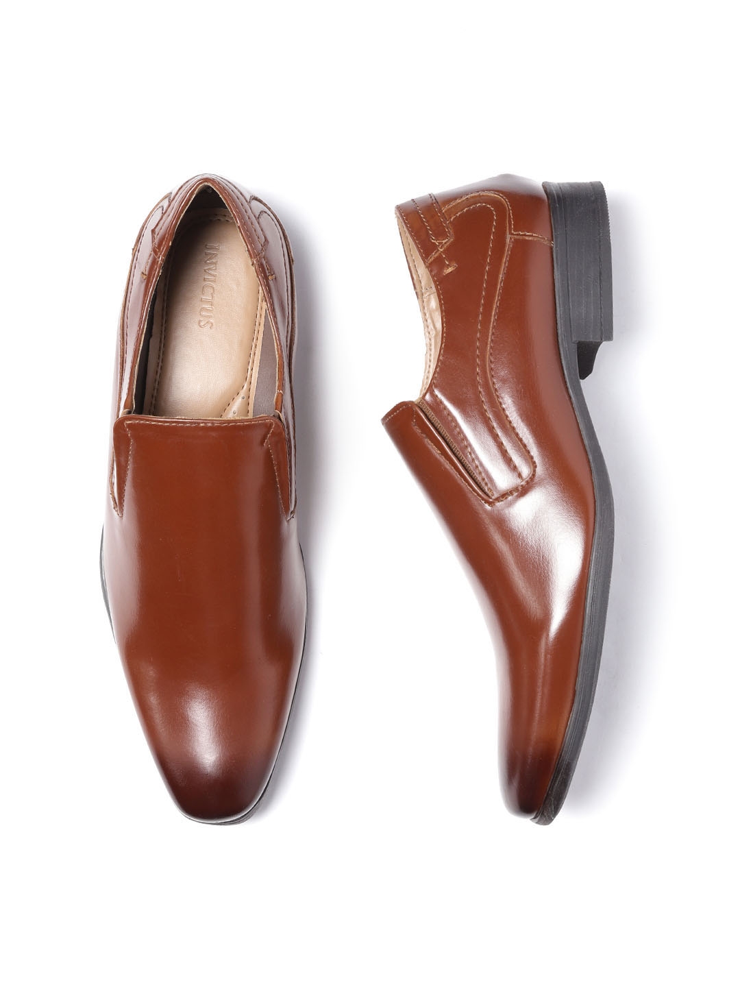 brown formal slip on shoes