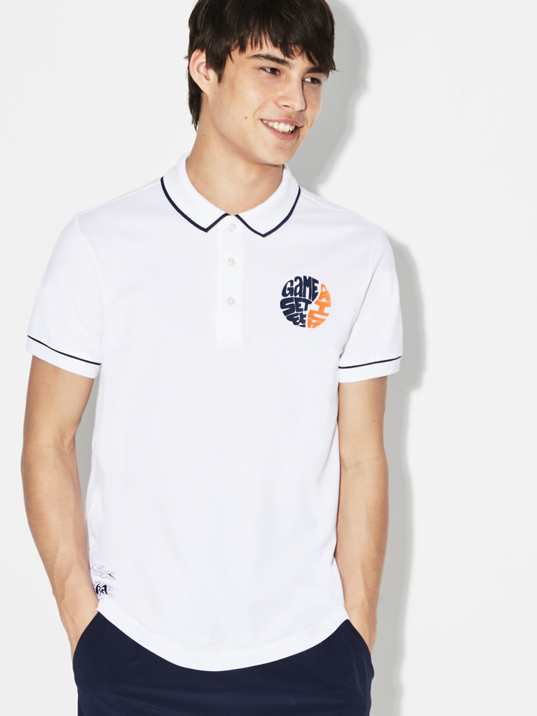 Buy Lacoste SPORT Men White Solid Roland Garros Edition ...