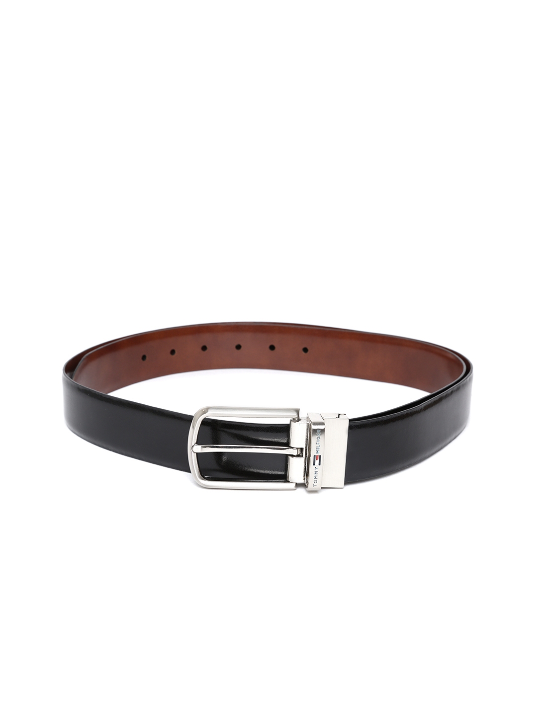 Buy Tommy Hilfiger Men Black & Brown Leather Solid Reversible Belt ...
