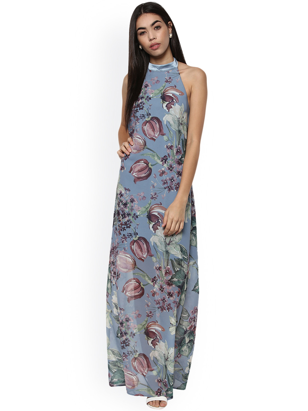 Buy Kazo Women Blue Printed Maxi Dress Dresses for Women 5657949 Myntra
