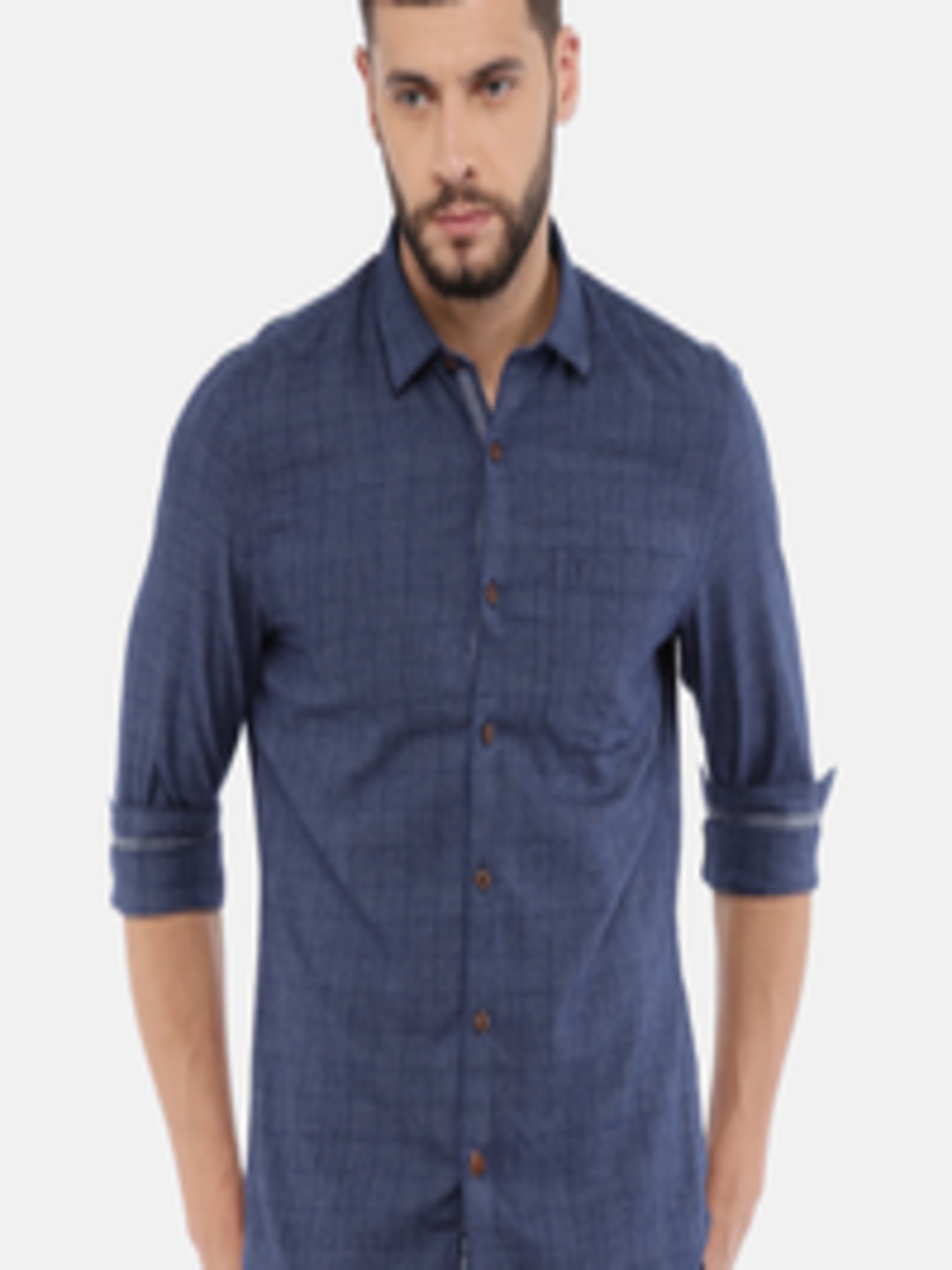 Buy Scullers Sport Men Blue Slim Fit Self Design Casual Shirt - Shirts ...