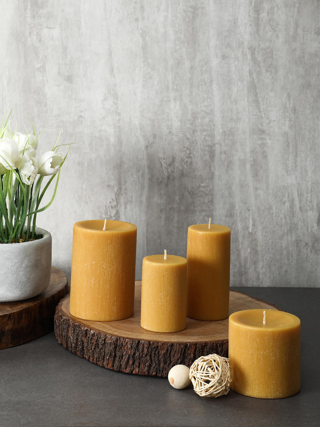 Buy Pure Home And Living Set Of 2 Mustard Yellow Candles Candles for