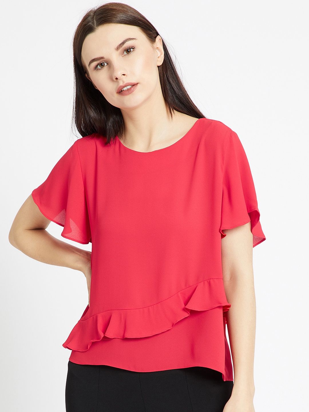 Buy COVER STORY Women Red Solid Top - Tops for Women 5674716 | Myntra