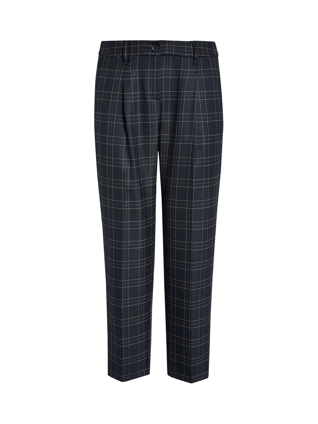 blue check trousers womens