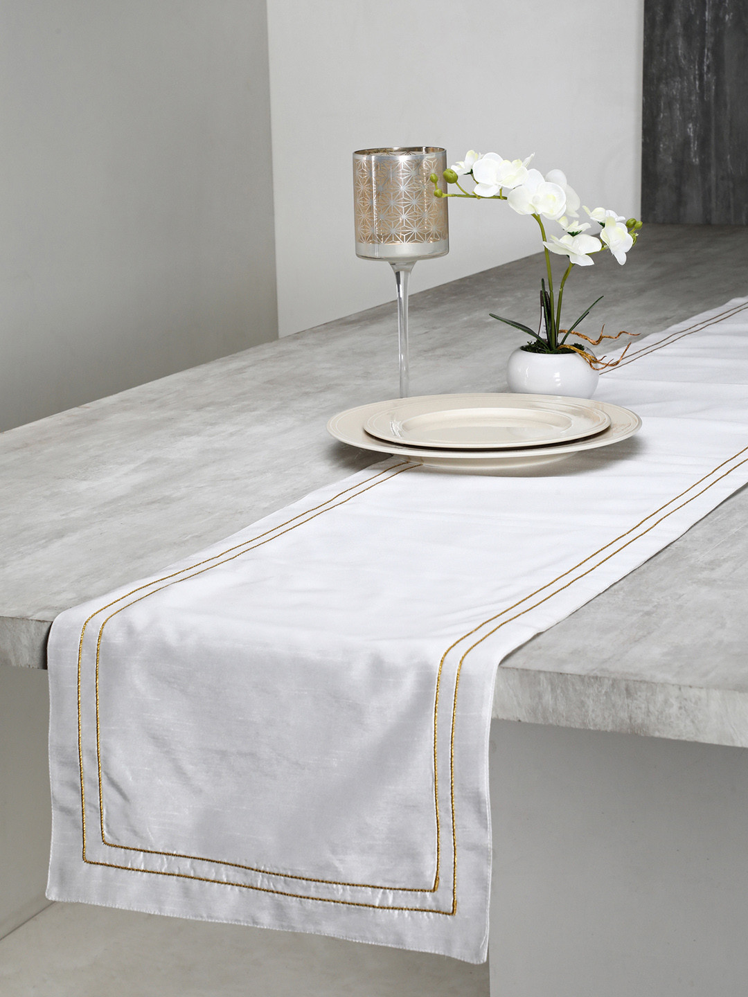 Buy Pure Home And Living White Embroidered 90" X 13" Table Runner