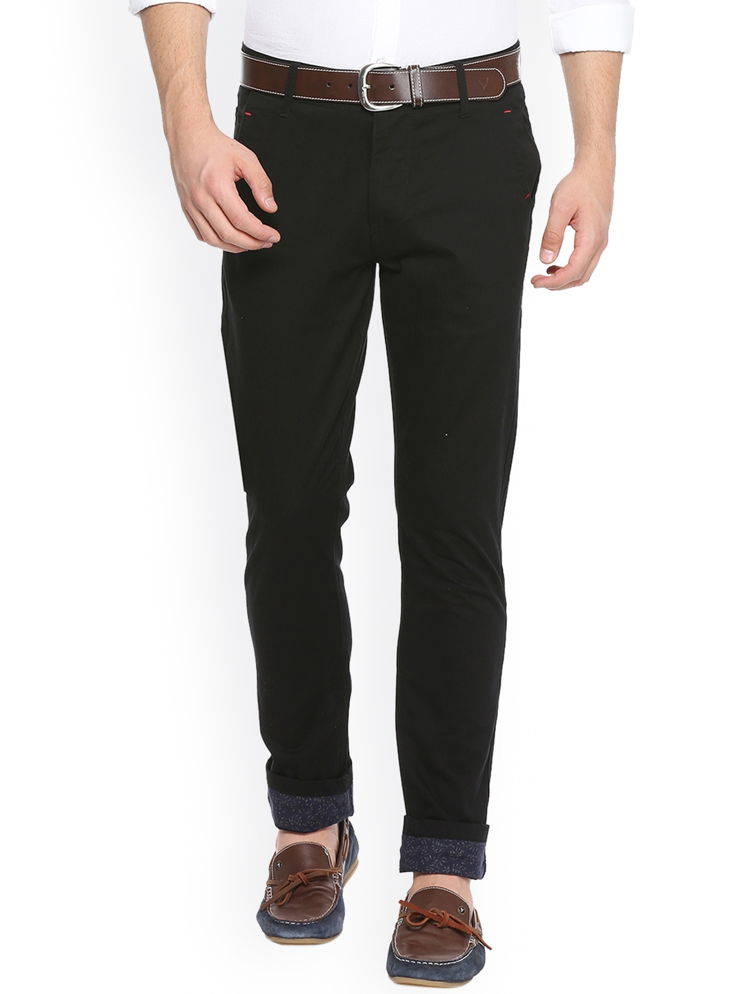 Buy People Men Black Slim Fit Solid Chinos - Trousers for Men 5680452 ...