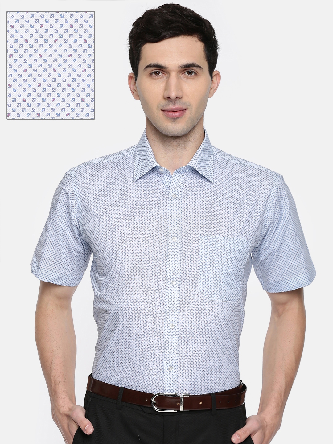 Buy Raymond Men Blue Regular Fit Printed Formal Shirt - Shirts for Men ...