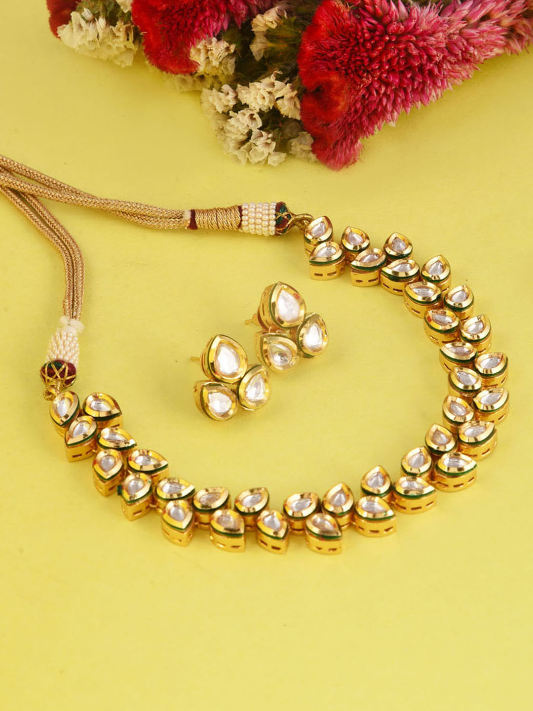 Buy FIROZA Gold Plated Kundan Studded Handcrafted Jewellery Set