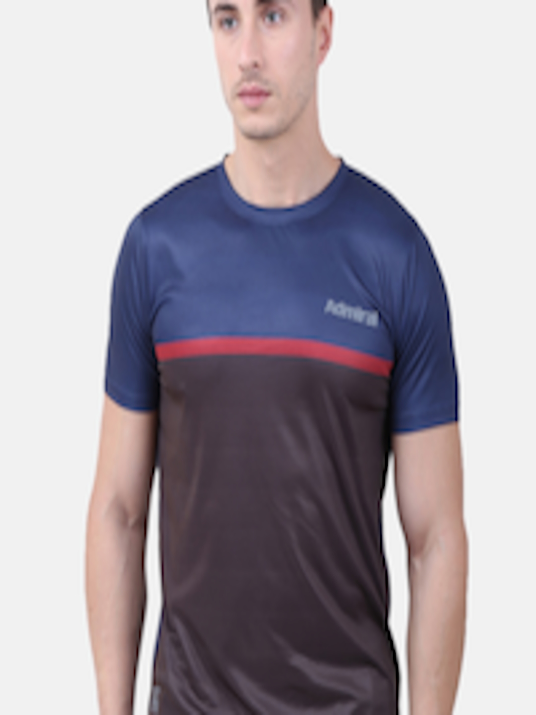 Buy Admiral Men Navy Blue Colourblocked Round Neck T Shirt - Tshirts ...