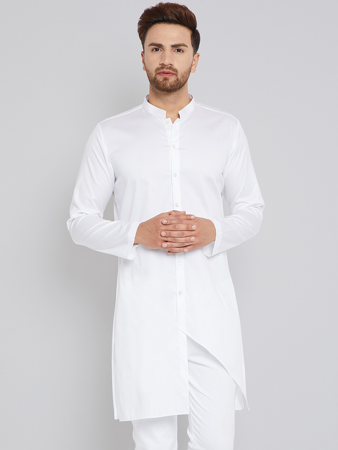 Men Black & White Solid Kurta Only main image 0