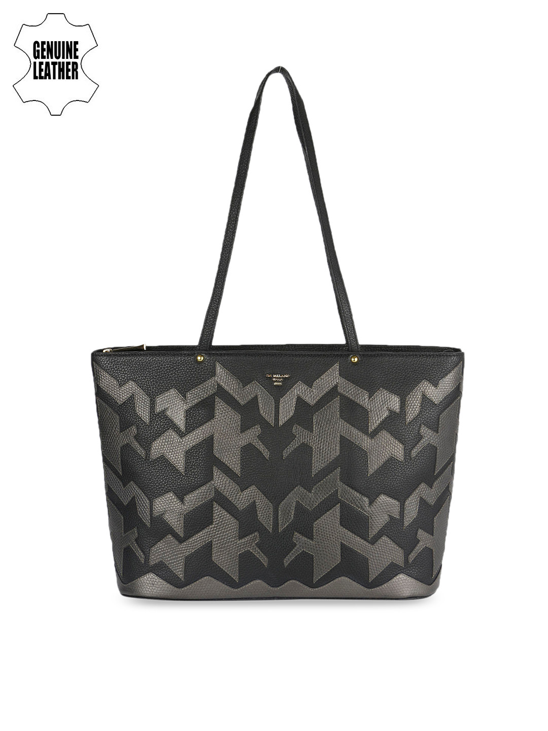 Buy Da Milano Black & Grey Printed Genuine Leather Shoulder Bag