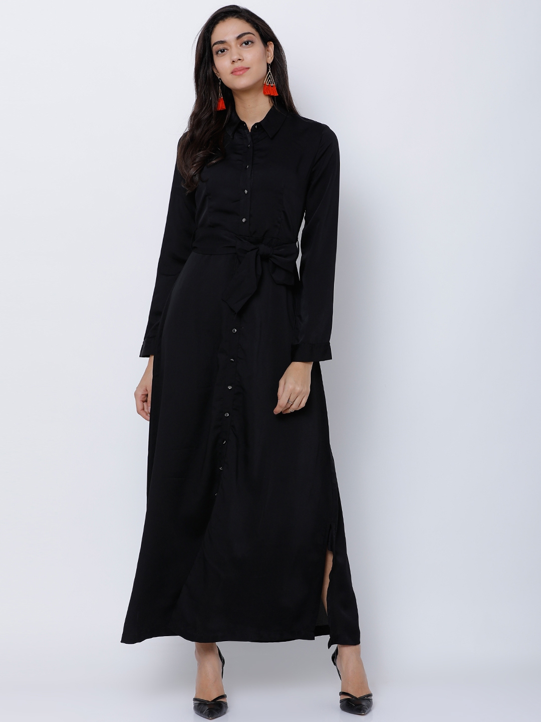Buy Tokyo Talkies Women Black Solid Maxi Dress - Dresses for Women ...