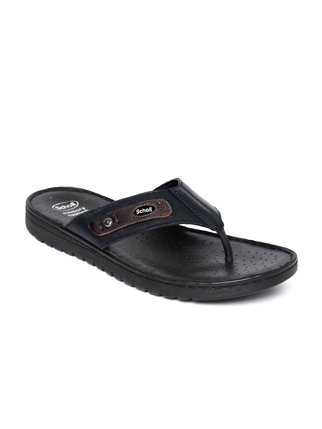 Buy Scholl Men Black Leather Comfort Sandals - Sandals for Men 5801803 | Myntra