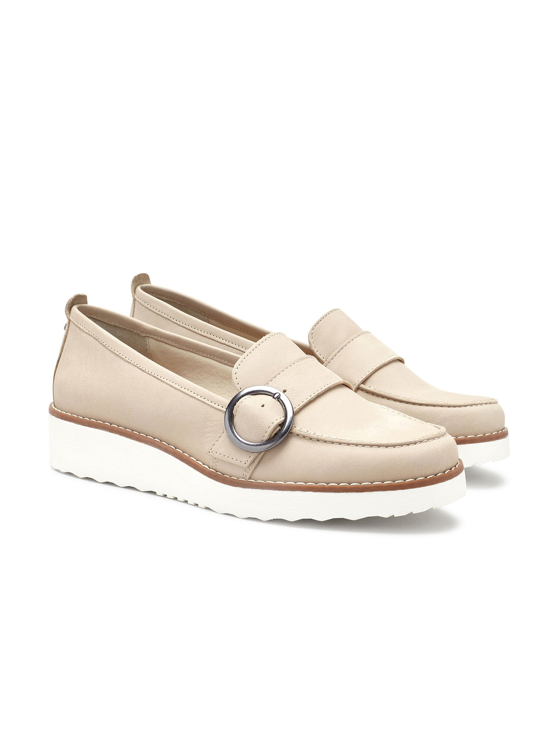 Buy Next Women Beige Solid Leather Flatforms - Casual Shoes for Women 5811338 | Myntra