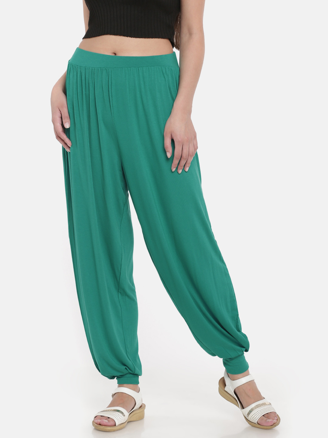 Buy Go Colors Women Green Solid Harem Pants Harem Pants for Women