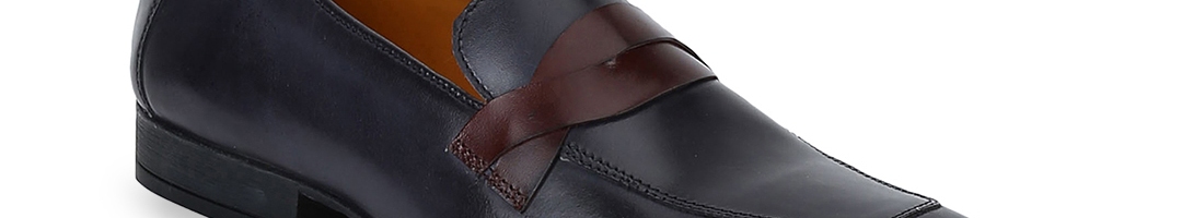 Buy DEL MONDO Men Navy Blue Leather Slip On Shoes - Formal Shoes for ...