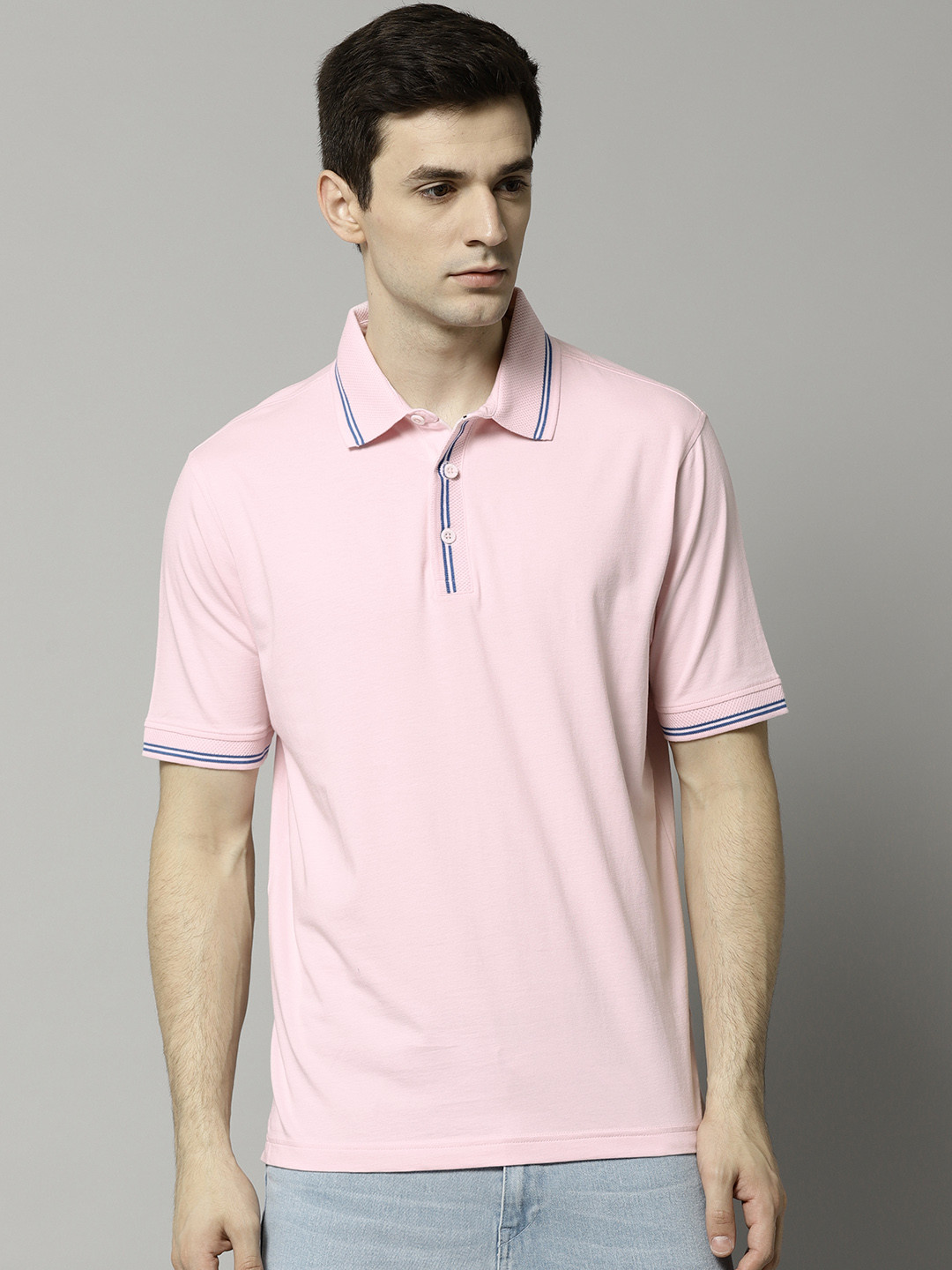Buy Marks & Spencer Men Pink Solid Polo Collar T Shirt Tshirts for