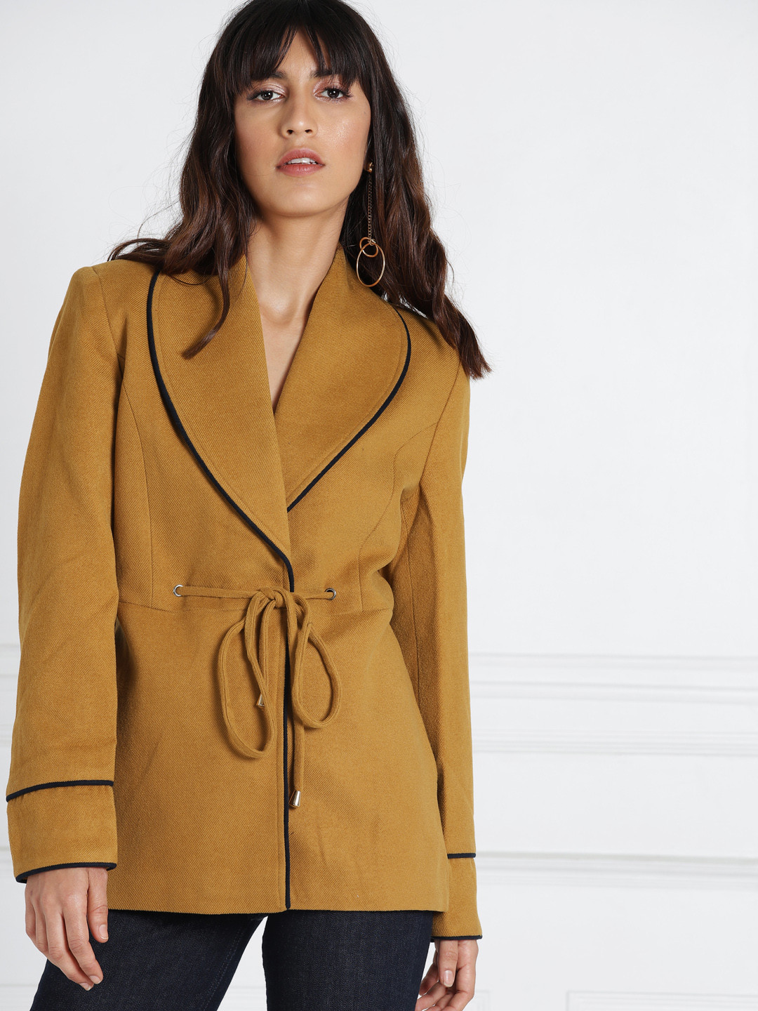 Buy All About You Women Mustard Brown Solid Tailored Jacket Jackets for Women 5828132 Myntra