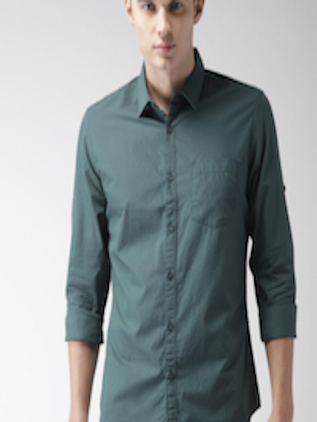 Buy HIGHLANDER Men Teal Slim Fit Solid Casual Shirt - Shirts for Men ...