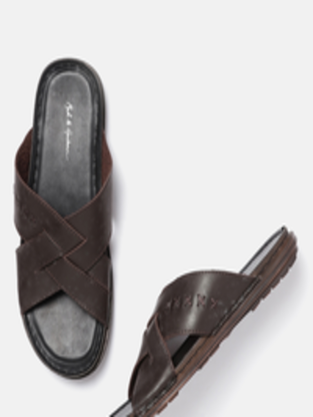 Buy Mast & Harbour Men Coffee Brown Comfort Sandals - Sandals for Men ...