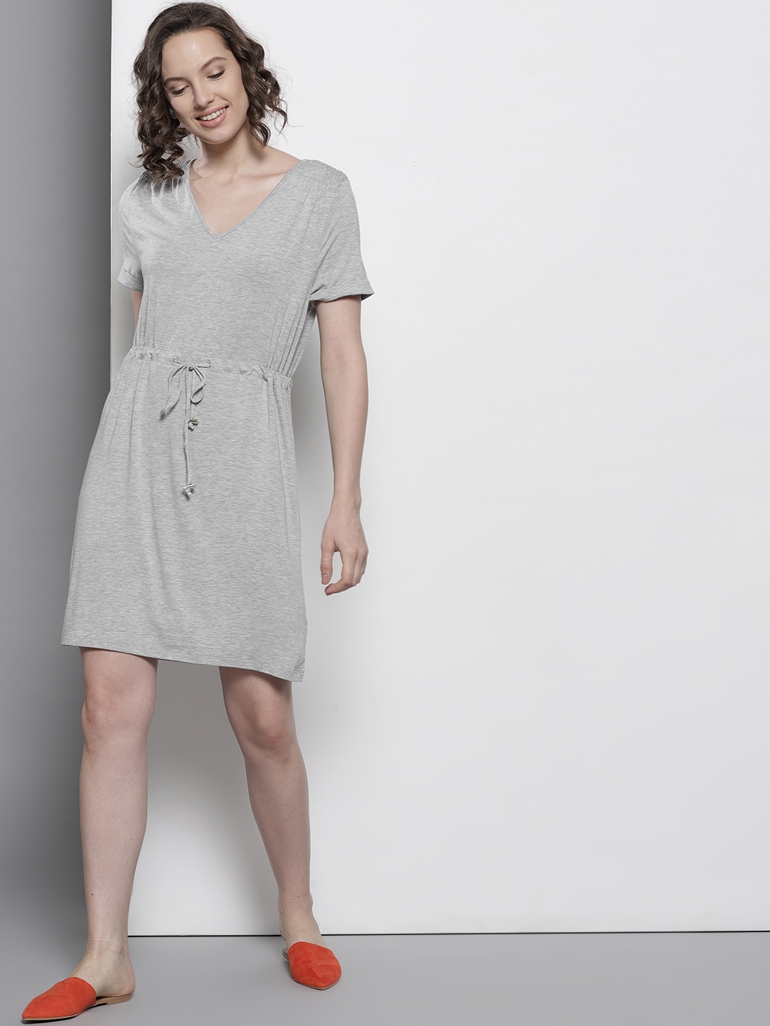 Buy DOROTHY PERKINS Women Grey Melange Solid A Line Dress - Dresses for ...