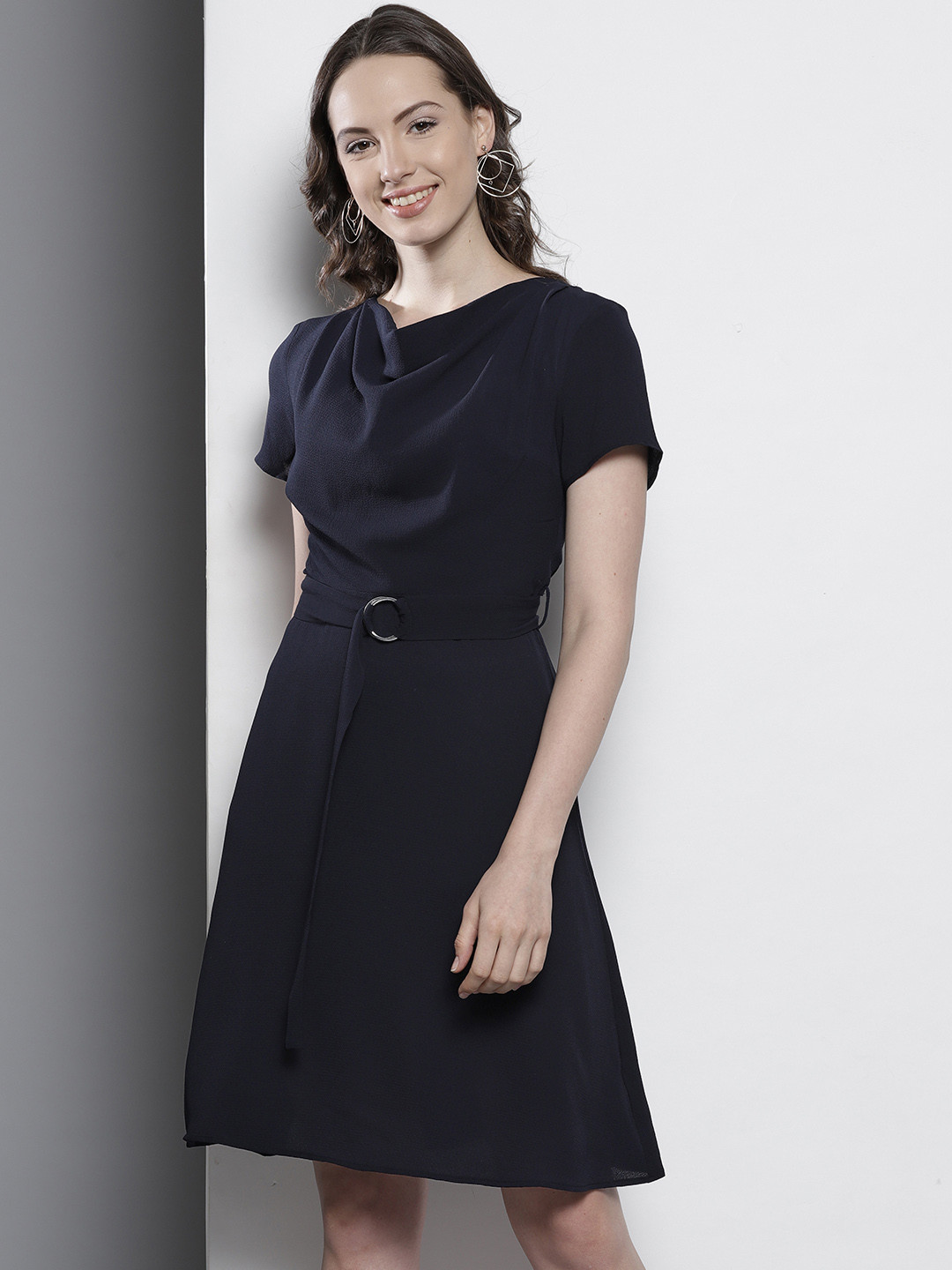 Buy DOROTHY PERKINS Women Navy Blue Solid A Line Dress Dresses for