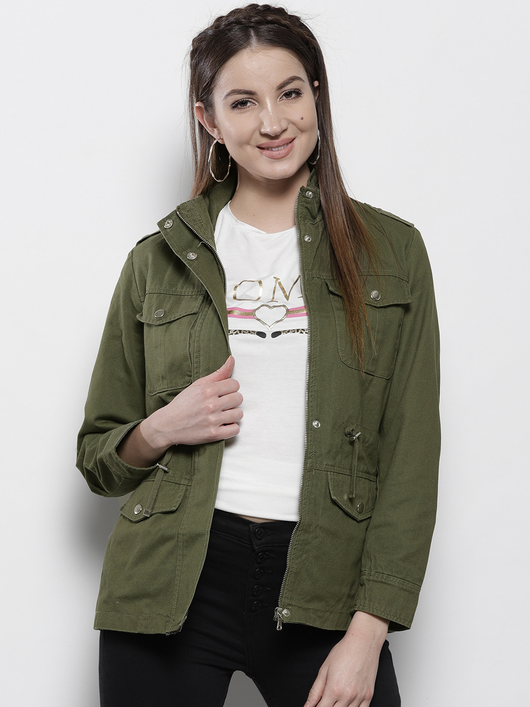 Buy DOROTHY PERKINS Women Petite Olive Green Solid Tailored Jacket