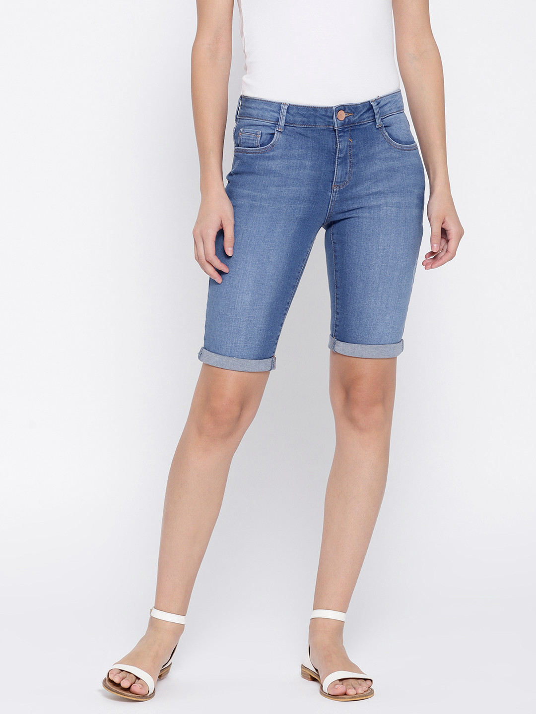 Buy DOROTHY PERKINS Women Blue Washed Regular Fit Denim Shorts Shorts
