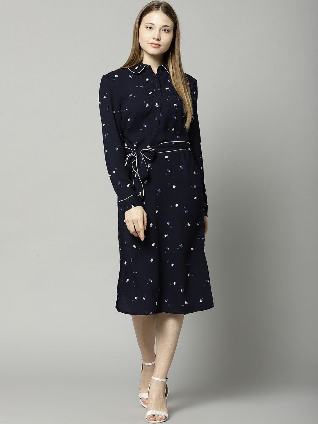 marks and spencer navy mix dress