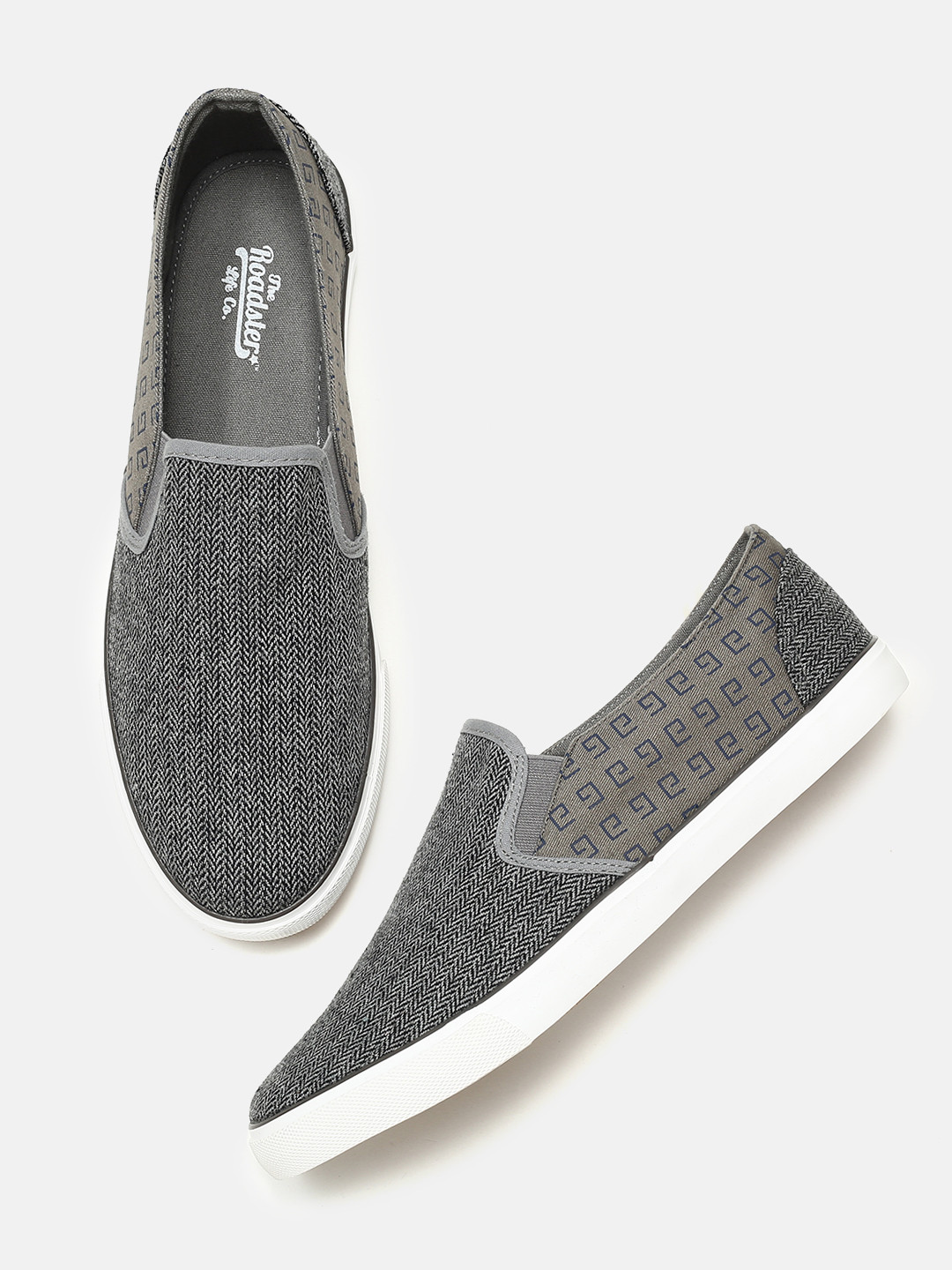 Buy Roadster Men Grey Slip On Sneakers Casual Shoes for Men 5841890