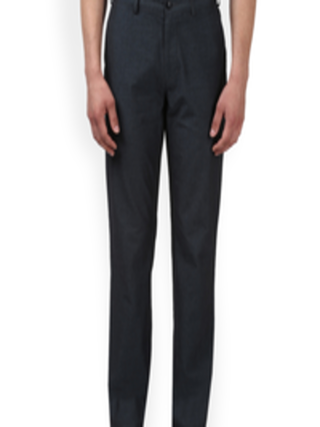 Buy ColorPlus Men Charcoal Regular Fit Solid Regular Trousers ...