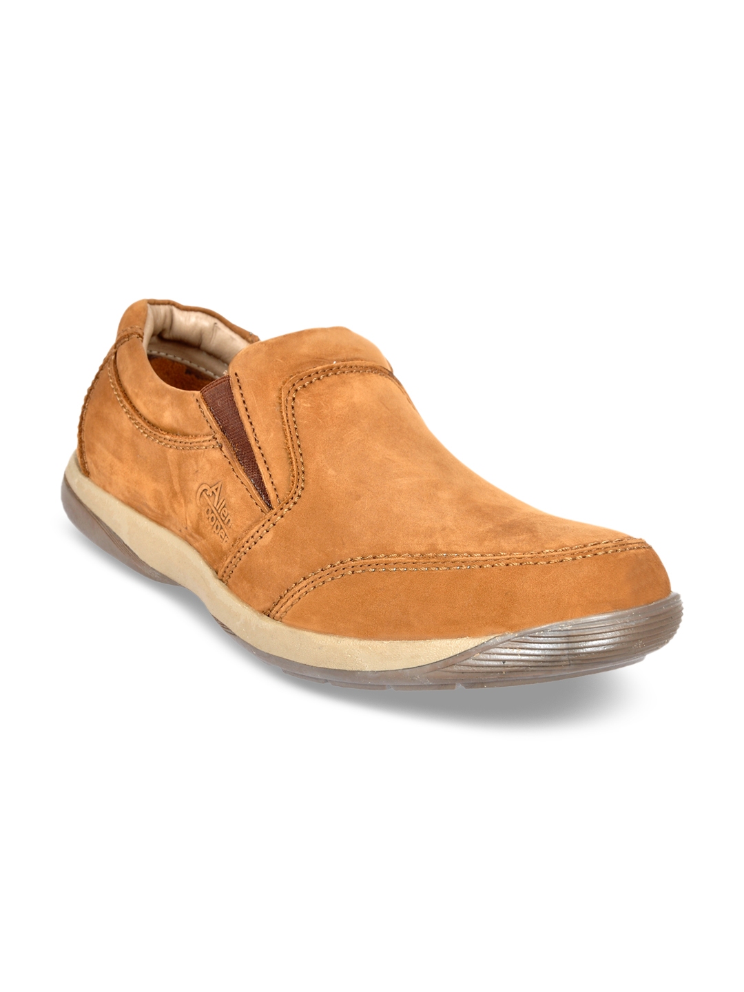 Buy Allen Cooper Men Tan Textured Leather Mid Top Trekking Shoes ...