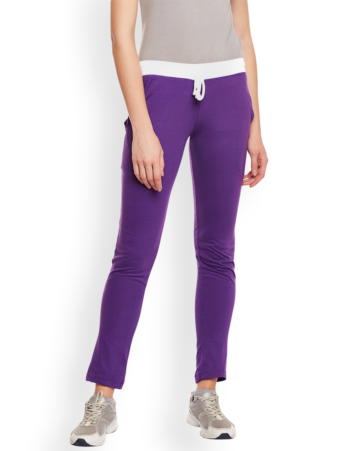 purple and black track pants