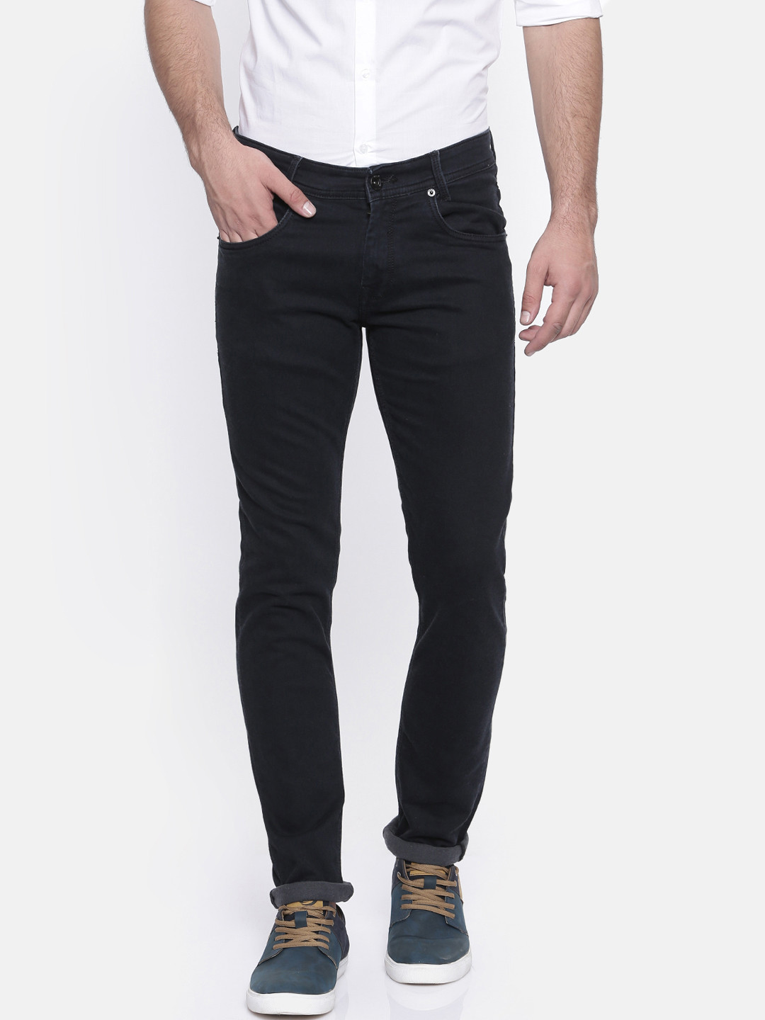 Buy Mufti Men Black Regular Fit Mid Rise Clean Look Stretchable Jeans - Jeans for Men 5863995 
