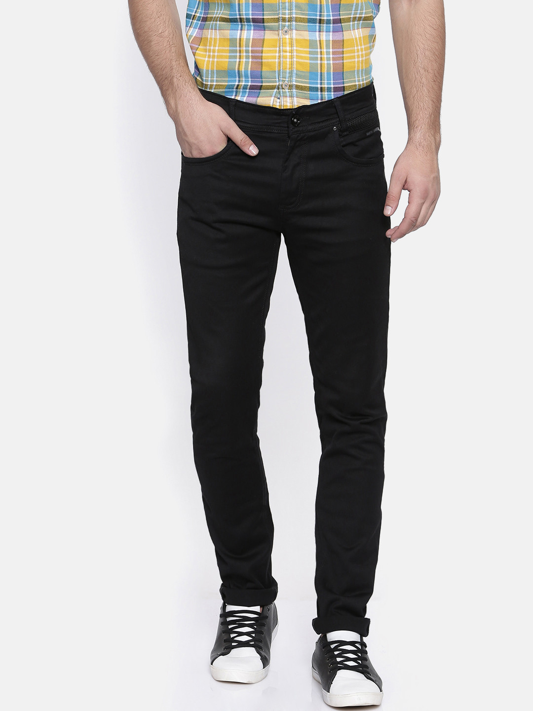 Buy Mufti Men Black Regular Fit Mid Rise Clean Look Stretchable Jeans - Jeans for Men 5864128 